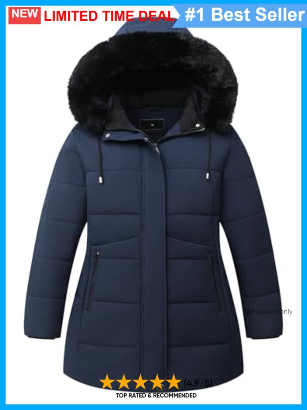 Women's Plus Size Quilted Down Alternative Winter Parka Jacket